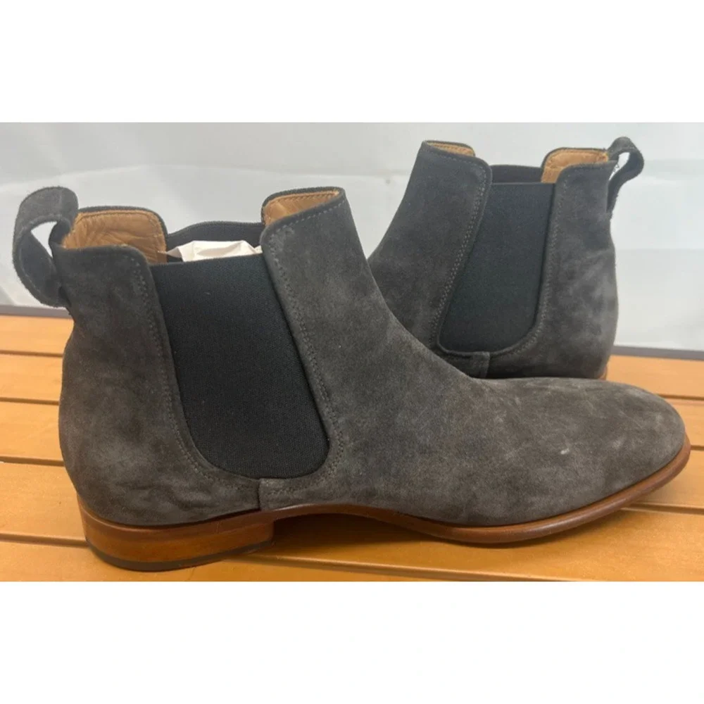 Mens Vince Aldous Chelsea Boots Slate Grey Suede 11.5 Made in Italy